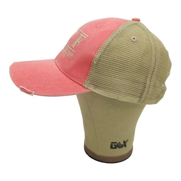 Neshoba County Fair NCF Distressed Mesh Snapback Cap Trucker Baseball Hat Coral - Picture 10 of 13
